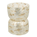 Приставной столик с мозаичным рисунком из раковин устриц Bone Inlay варинант исполнения - 1 | Loft Concept в Липецке