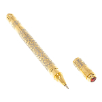 Ручка шариковая металлическая с гравировкой и красным фианитом в деревянной коробке Metal Pens варинант исполнения - 2 | Loft Concept в Липецке