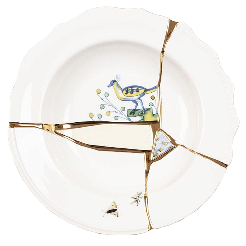 Тарелка глубокая Seletti Kintsugi Белый Золотой Мульти Тарелка глубокая Seletti Kintsugi Белый Золотой Мульти в Липецке | Loft Concept