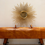 Зеркало-солнце круглое в раме из металла с золотыми с лучами Rays of Peace варинант исполнения - 2 | Loft Concept в Липецке