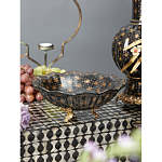 Блюдо черного цвета из фрафора на бронзовых ножках Eden Garden porcelain and bronze варинант исполнения - 3 | Loft Concept в Липецке