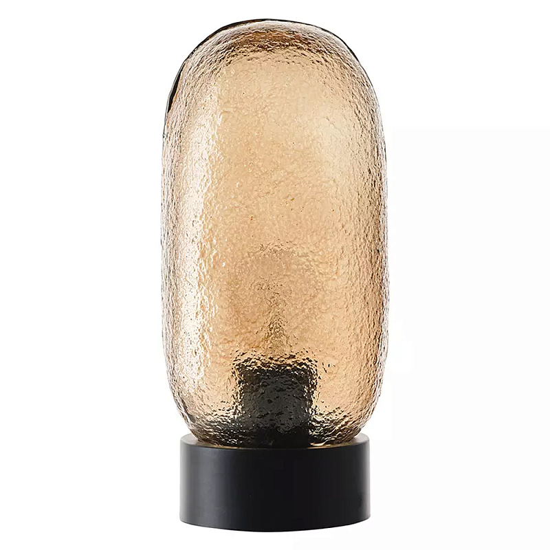 Настольная лампа с янтарным рельефным плафоном Lamp with Frozen Glass Effect Янтарный Черный Настольная лампа с янтарным рельефным плафоном Lamp with Frozen Glass Effect Янтарный Черный в Липецке | Loft Concept
