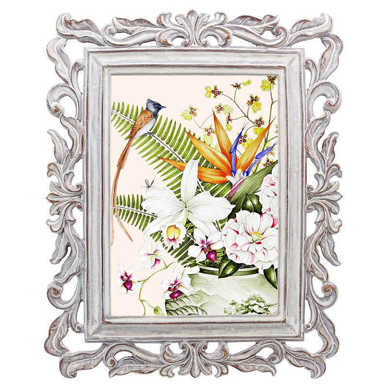 Постер Bouquet with Strelitzia Poster Мульти Белый винтажная патина Постер Bouquet with Strelitzia Poster Мульти Белый винтажная патина в Липецке | Loft Concept