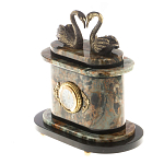 Часы настольные из натурального камня с декором в виде двух лебедей Swans Stone Clock варинант исполнения - 2 | Loft Concept в Липецке