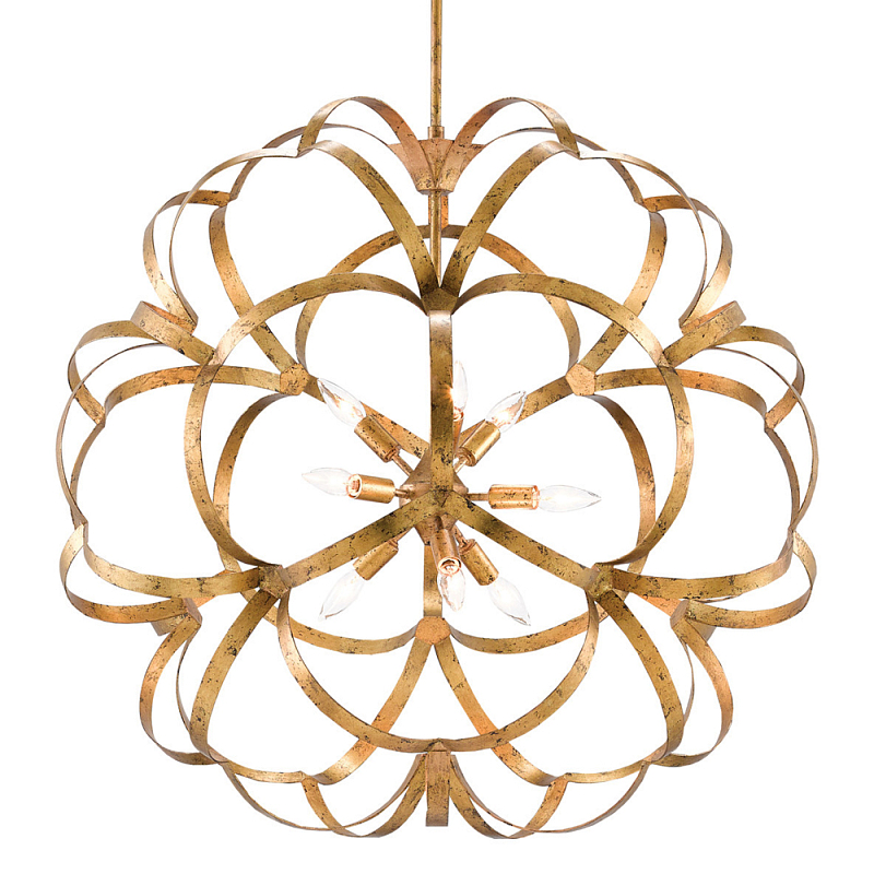 Люстра круглая в виде объёмного цветка Golden Flower Sphere Золотой Люстра круглая в виде объёмного цветка Golden Flower Sphere Золотой в Липецке | Loft Concept