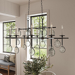 Люстра подвесная с 8-ю лампами и стеклянными круглыми подвесками Currey & Company варинант исполнения - 3 | Loft Concept в Липецке