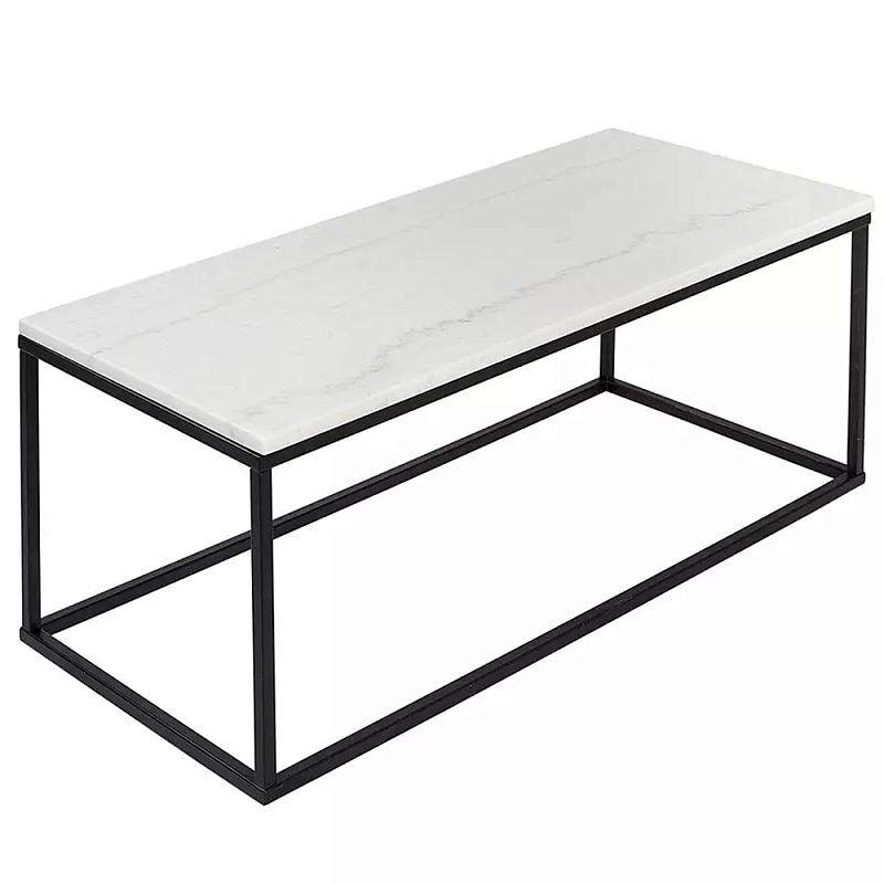 Журнальный столик прямоугольный White Marble Surface Белый Черный Журнальный столик прямоугольный White Marble Surface Белый Черный в Липецке | Loft Concept