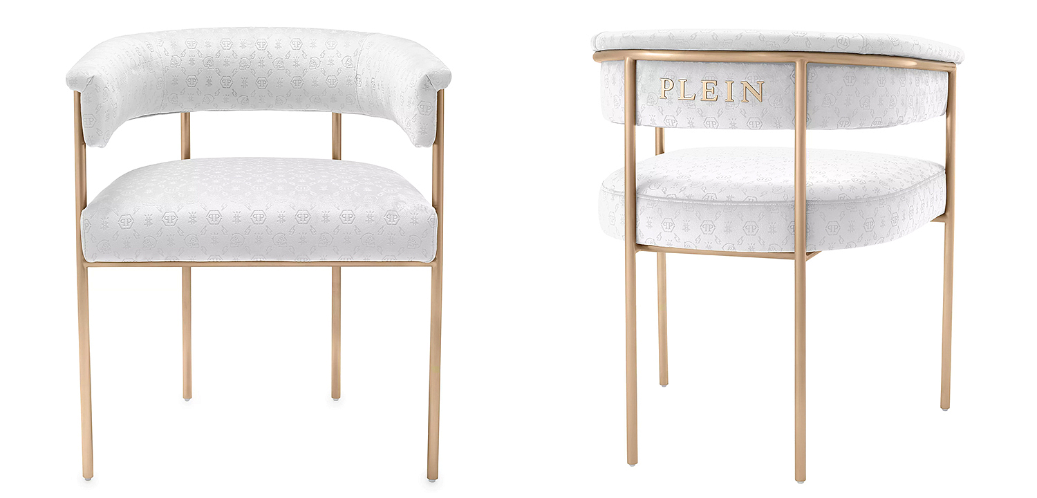 Стул Philipp Plein Dining Chair Monogram White Стул Philipp Plein Dining Chair Monogram White - Loft-Concept в Липецке