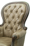 Кресло кожаное с мягкими подлокотниками на 4-х деревянных ножках Evelyn Classical Armchair варинант исполнения - 5 | Loft Concept в Липецке