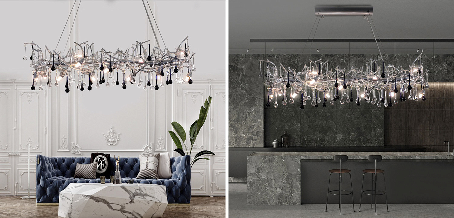 Люстра Waterfall Chandelier Crystal Silver Drops Люстра Waterfall Chandelier Crystal Silver Drops - Loft-Concept в Липецке