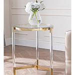 Золотой приставной столик с круглой стеклянной столешницей Weightless Table варинант исполнения - 8 | Loft Concept в Липецке