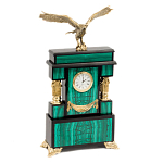 Часы настольные из натурального камня Малахит с декором в виде орла Eagle Stone Clock варинант исполнения - 2 | Loft Concept в Липецке