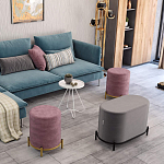 Банкетка круглая пыльно-розовый велюр на 4-х металлических ножках золотого цвета SANJAY варинант исполнения - 6 | Loft Concept в Липецке