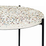 Кофейный столик с круглой разноцветной столешницей на 4-х черных ножках Multicolored Stone Composite варинант исполнения - 2 | Loft Concept в Липецке