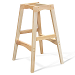 Барный стул со спинкой и подлокотниками на 4-х деревянных ножках Бежевый Велюр Ava Charm варинант исполнения - 3 | Loft Concept в Липецке