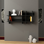 Полка прямая подвесная двухъярусная цвета антрацит BEADS BOOKCASE ANTHRACITE варинант исполнения - 1 | Loft Concept в Липецке