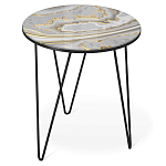 Стол журнальный c круглой столешницей из стекла серого цвета Gray and Gold Marble варинант исполнения - 1 | Loft Concept в Липецке