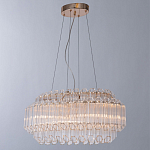 Люстра подвесная многослойная с прозрачными хрустальными трубками и золотистым каркасом Hexagon Tube Light варинант исполнения - 2 | Loft Concept в Липецке