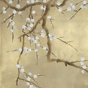 Обои ручная роспись Plum Blossom Colourway SC-231 on Krugerrand gilded paper