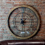 Часы настенные деревянные с римскими цифрами чёрного цвета Clock with History варинант исполнения - 2 | Loft Concept в Липецке