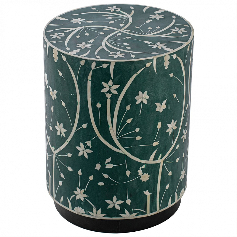 Табурет Green Flower Indian Bone Inlay stool Зеленый Табурет Green Flower Indian Bone Inlay stool Зеленый в Липецке | Loft Concept