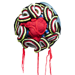 Подушка из джинсовой одежды и вязания Heart&Brain 2 варинант исполнения - 1 | Loft Concept в Липецке