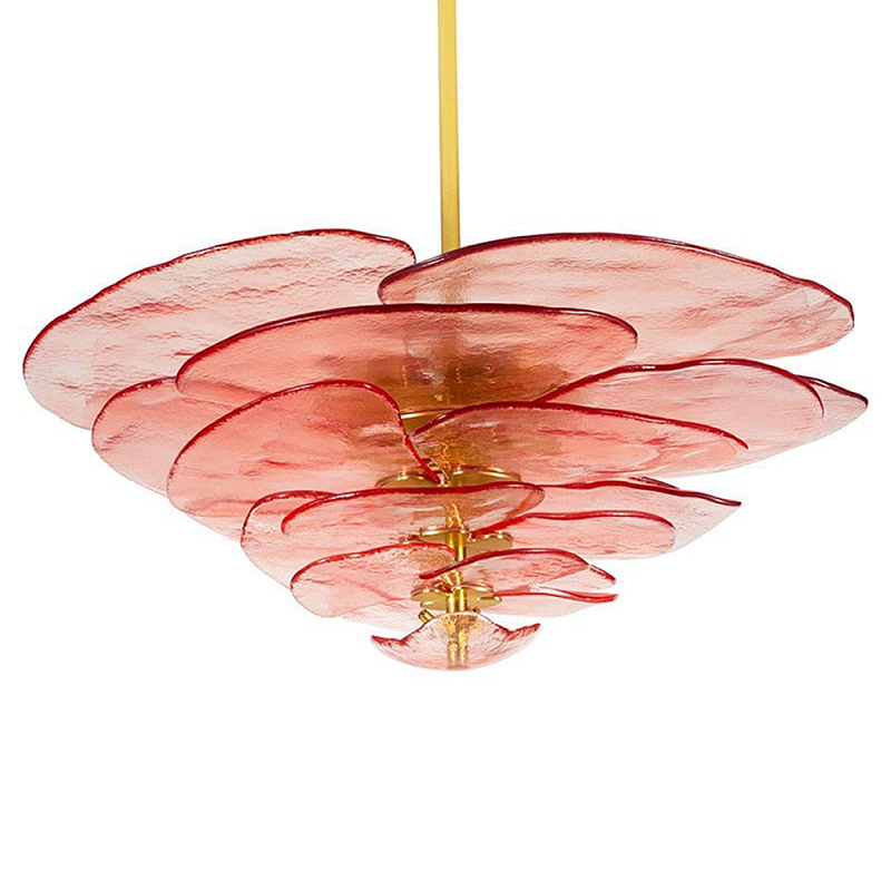 Люстра из розового стекла в форме листьев лотоса Glass Pink Sculpture Розовый Люстра из розового стекла в форме листьев лотоса Glass Pink Sculpture Розовый в Липецке | Loft Concept