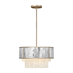 Люстра круглая с подвесками из текстурированного стекла молочного цвета Hinkley варинант исполнения - 9 | Loft Concept в Липецке