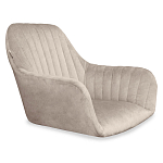 Барный стул со спинкой и подлокотниками на 4-х коричневых деревянных ножках Бежевый Велюр Ava Charm варинант исполнения - 5 | Loft Concept в Липецке