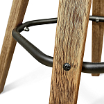 Барный стул со спинкой и металлической подставкой на 4-х деревянных ножках Зеленый Велюр Vendramin Chair варинант исполнения - 7 | Loft Concept в Липецке