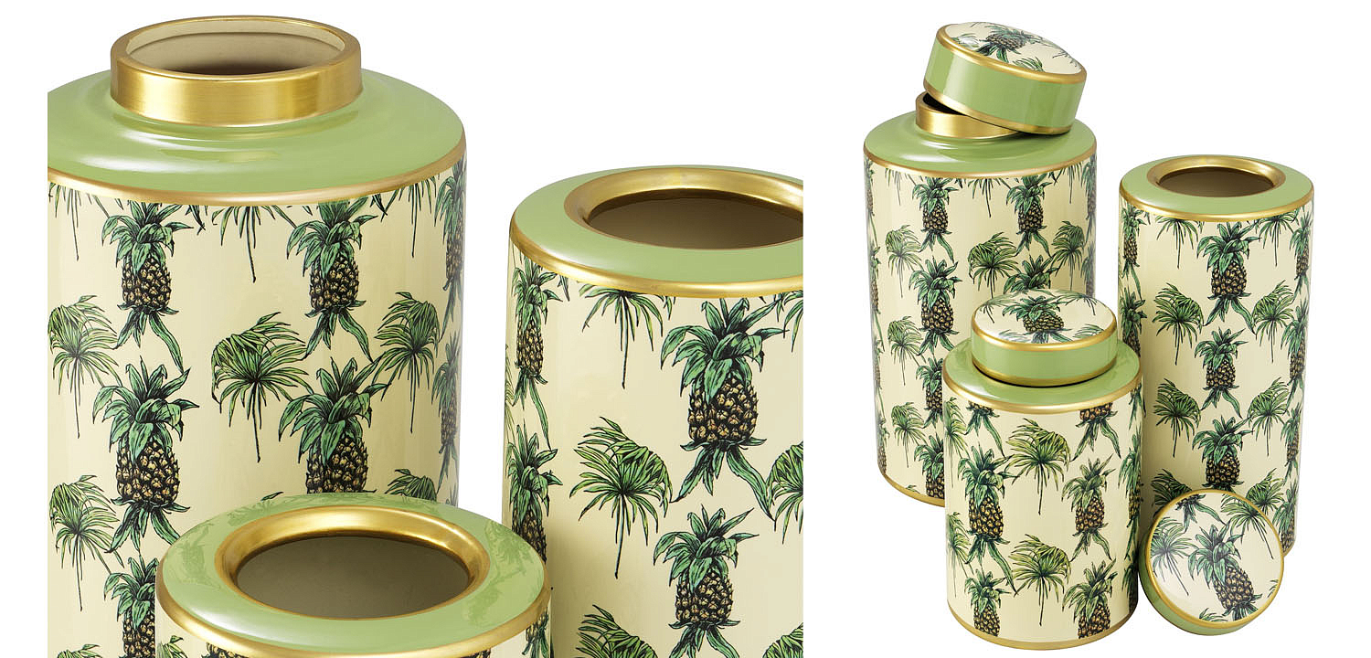 Комплект Ваз Eichholtz JAR PINEAPPLE SET OF 3 Комплект Ваз Eichholtz JAR PINEAPPLE SET OF 3 - Loft-Concept в Липецке