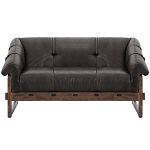 Двухместный диван Duncan винтажная черная кожа варинант исполнения - 1 | Loft Concept в Липецке