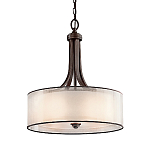 Люстра подвесная с двойным круглым плафоном из органзы и матового стекла Kichler варинант исполнения - 5 | Loft Concept в Липецке