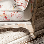 Мягкая банкетка из массива бука серая с растительным орнаментом Raffael Grey Floral Banquette варинант исполнения - 3 | Loft Concept в Липецке