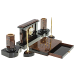 Настольный письменный набор с часами из природного камня обсидиана Royal Stone варинант исполнения - 3 | Loft Concept в Липецке