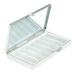 Таблетница карманная прямоугольная на 7 отделений с зеркалом и накладкой из натурального камня Содалит Silver Stone Pillboxes варинант исполнения - 2 | Loft Concept в Липецке