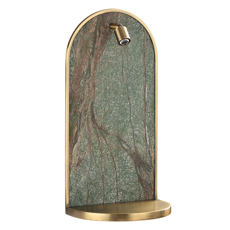 Настенный светильник зеленого цвета с бронзовой рамкой овальной формы с полкой Herbarium  Бронза Зеленый в Липецке | Loft Concept 