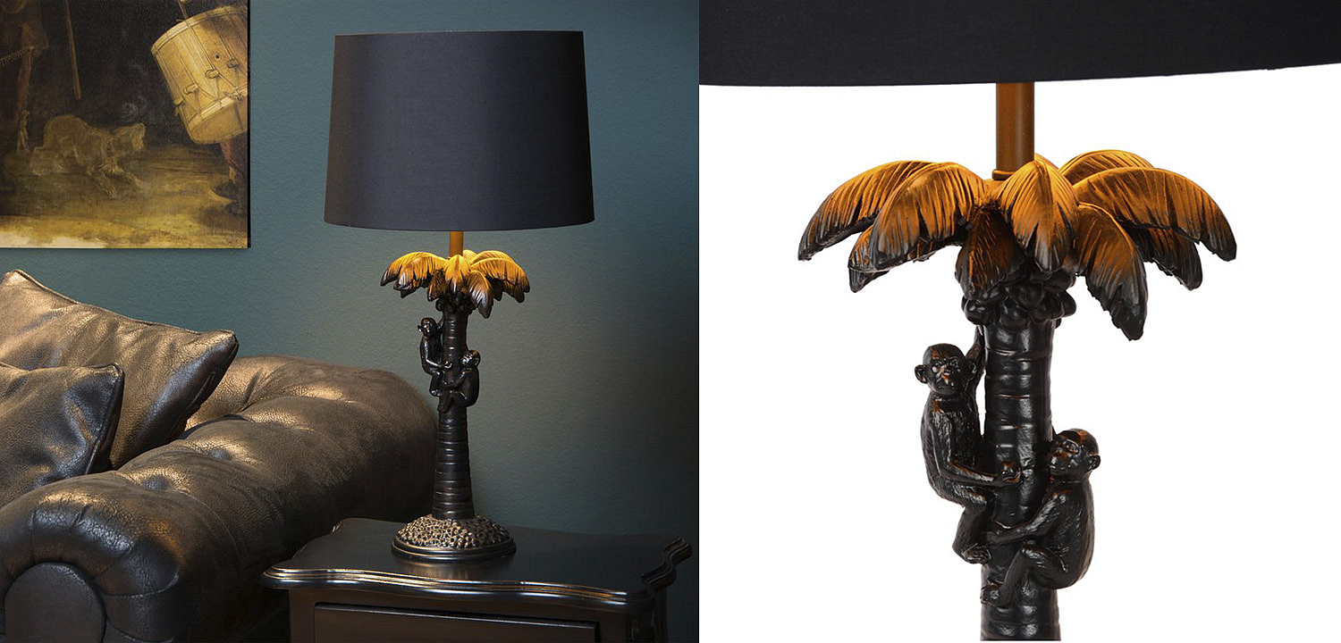 Настольная лампа Черная Пальма Monkeys on a palm table lamp black Настольная лампа Черная Пальма Monkeys on a palm table lamp black - Loft-Concept в Липецке