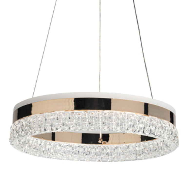 Люстра в виде кольца золотого цвета с прозрачными вставками Radiant Rail Прозрачный Золотой в Липецке | Loft Concept 