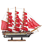 Декоративная модель деревянного парусника с красными парусами в подарочной упаковке With The low варинант исполнения - 1 | Loft Concept в Липецке
