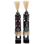 Комплект из 2-х деревянных статуэток Asmat Straw Headdress Statuettes Black Turquoise варинант исполнения - 4 | Loft Concept в Липецке