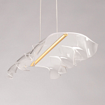 Люстра линейная с 3-мя белыми волнистыми плафонами Wave Line варинант исполнения - 7 | Loft Concept в Липецке