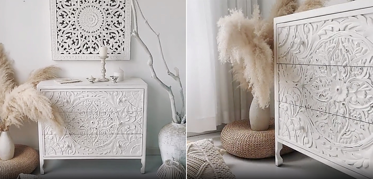 Комод с резным декорированным фасадом Matsi Provence Chest of Drawers Белый Комод с резным декорированным фасадом Matsi Provence Chest of Drawers Белый - Loft-Concept в Липецке