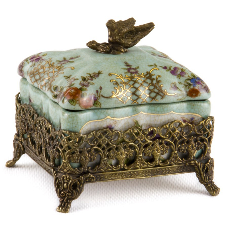 Шкатулка Casket Blue in Bronze Голубой пастельный Бронза в Липецке | Loft Concept 