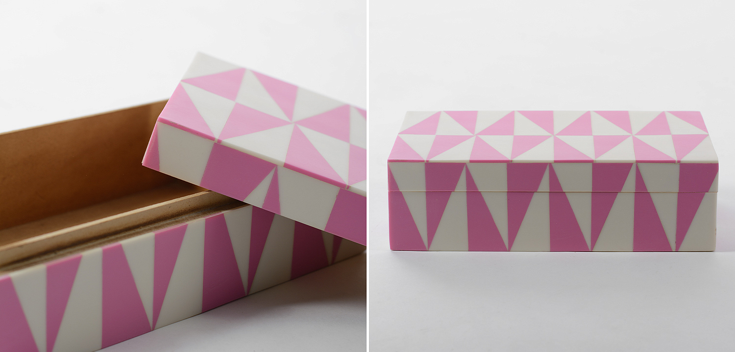 Шкатулка Pink Triangles Bone Inlay Box Шкатулка Pink Triangles Bone Inlay Box - Loft-Concept в Липецке