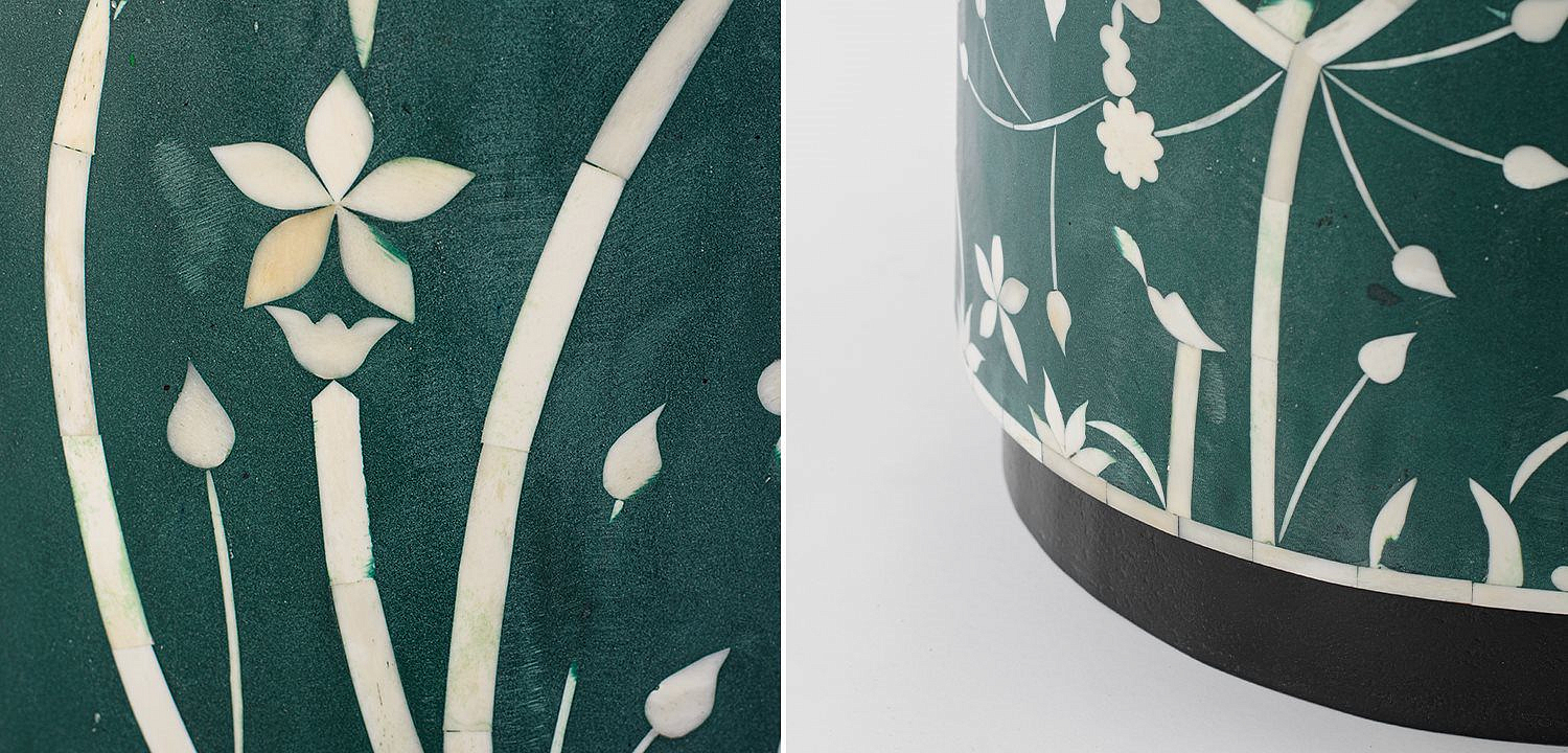Табурет Green Flower Indian Bone Inlay stool Табурет Green Flower Indian Bone Inlay stool - Loft-Concept в Липецке