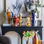 Ваза с крышкой и мазками синего и золого цвета на белом фоне Chinoiserie Ceramics варинант исполнения - 6 | Loft Concept в Липецке