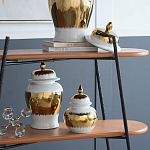 Ваза белая с крышкой и золотистыми фрагментами 24 см Chinoiserie Ceramics варинант исполнения - 4 | Loft Concept в Липецке