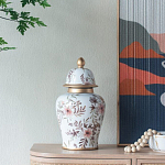 Ваза с нежным цветочным узором в пастельных тонах и крышкой с золотым акцентом Chinoiserie Ceramics варинант исполнения - 5 | Loft Concept в Липецке