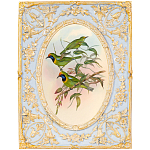 Декоративный постер с изображением птиц в раме с рельефным растительным узором Blooming Birds Poster варинант исполнения - 4 | Loft Concept в Липецке